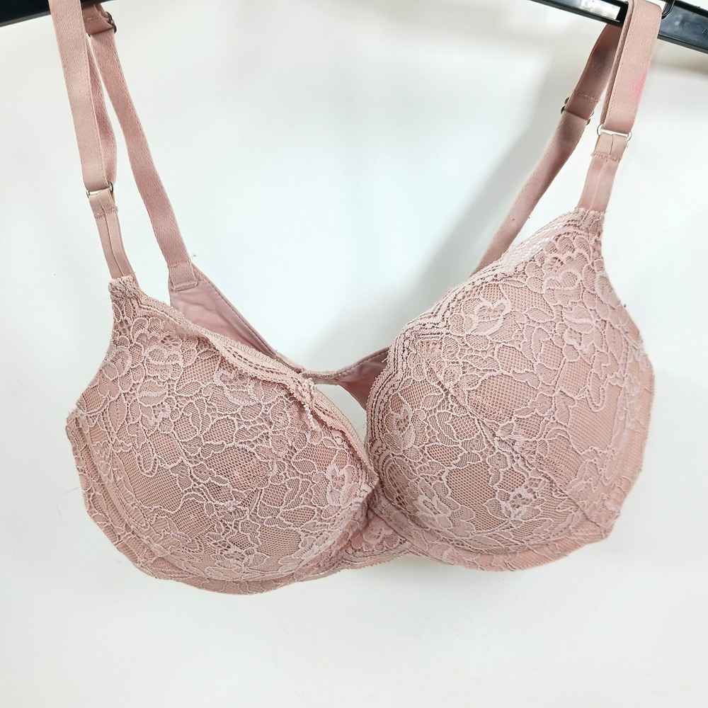 Joyspun Womens 34C Pink Floral Lace Push Up Underwire Bra JS670 Rose